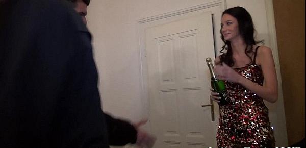  European college girl jizzed at bday party